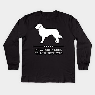 Nova Scotia Duck Tolling Retriever Dog White Silhouette Kids Long Sleeve T-Shirt